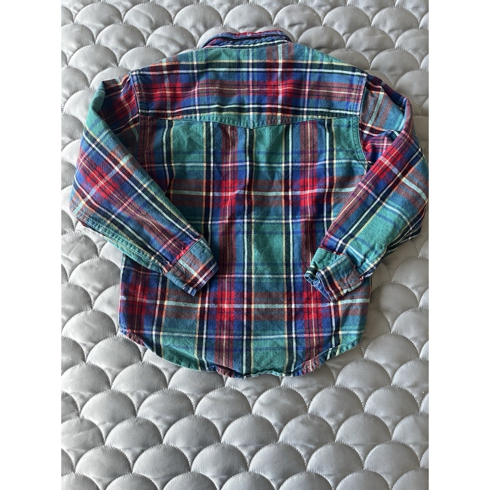 Roper Plaid Print Long Sleeve Snap Western Shirt Boys Sz: XS - Picture 5 of 5